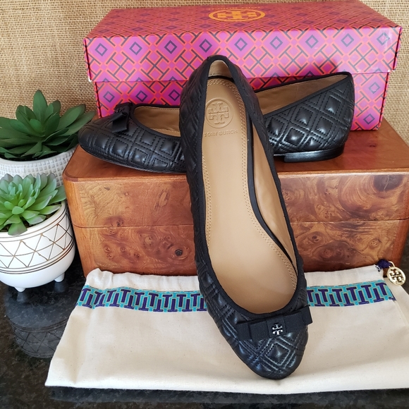 Tory Burch Shoes - NIB Tory Burch Quilted Marion Black Ballet Flat Size 8.5
